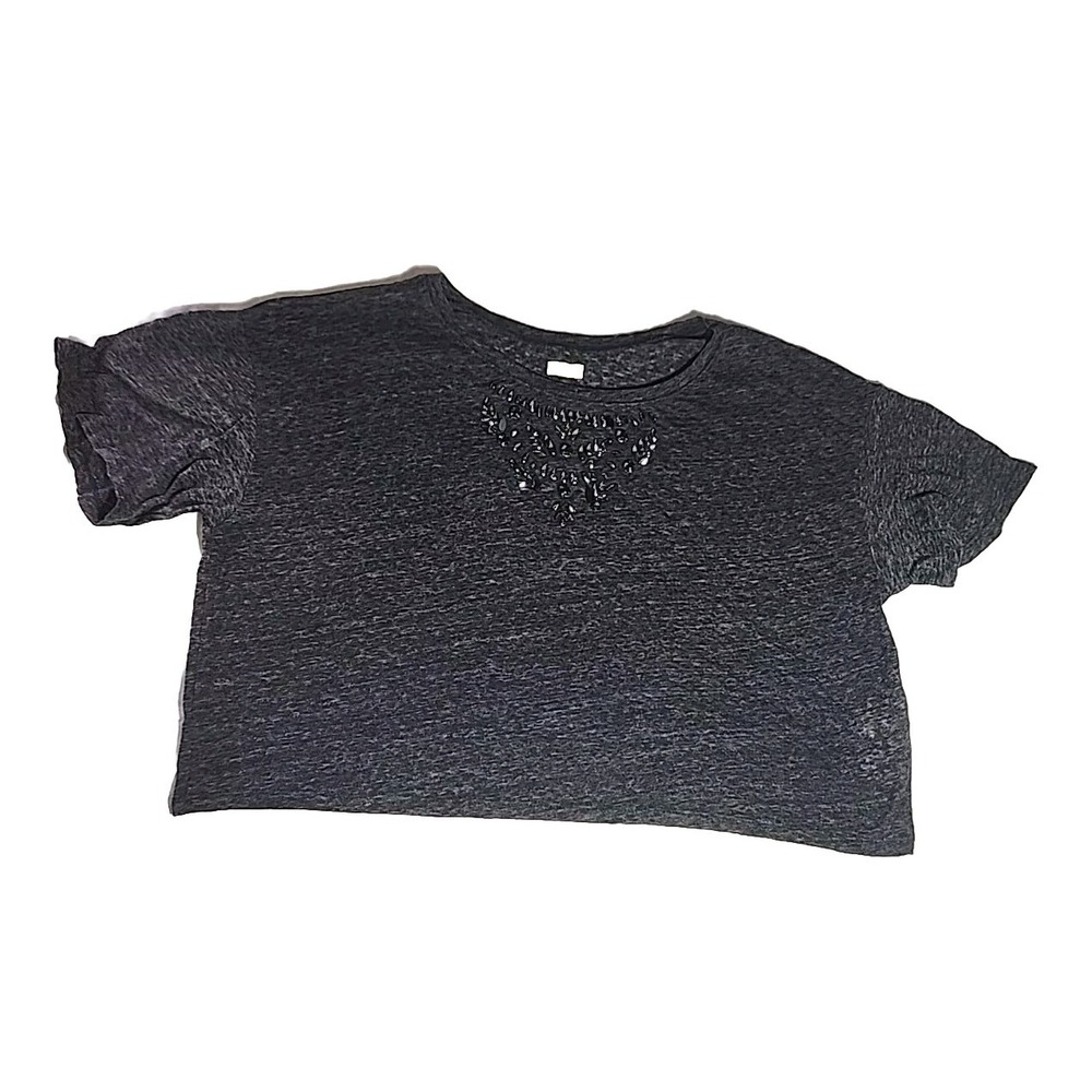 Hollister T- Shirt Size Medium Gray Sequin Crop Top